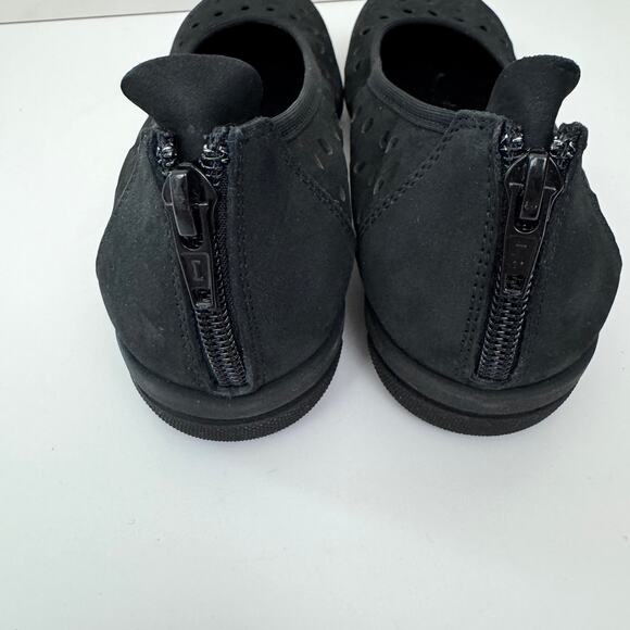Sesto Meucci Womens Perforated Flat Shoes Size 7.5 Suede Leather Minimal Black - Picture 7 of 9